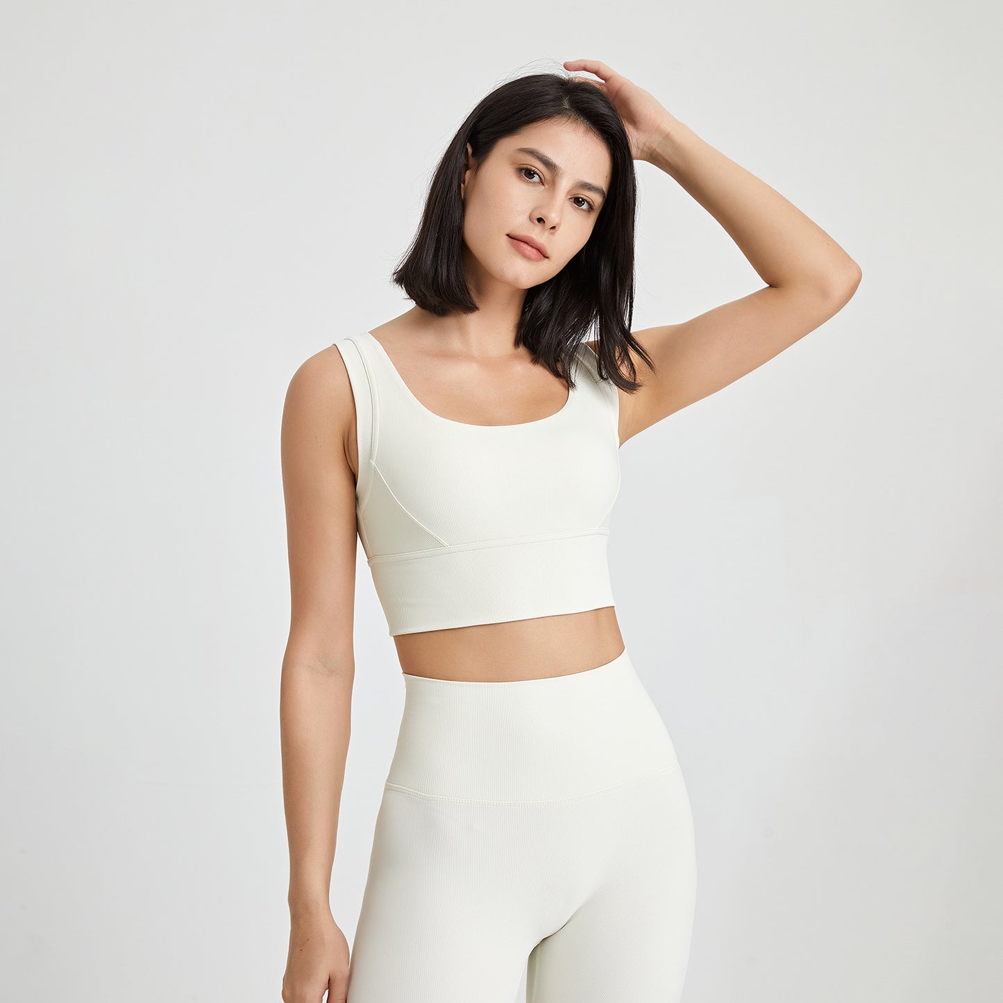 Lamshop European and American high-strength beauty back fitness vest women's running shock-proof sports underwear high elastic gathering nude yoga bra