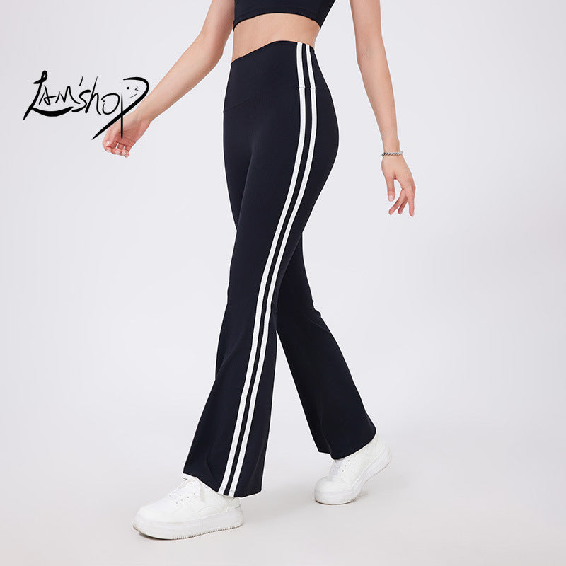 Lamshop High Waist Yoga Pants American Hot Girl New Running Sports Peach Hip Raise Fitness Pants Nude Feel Stretch Flared Pants
