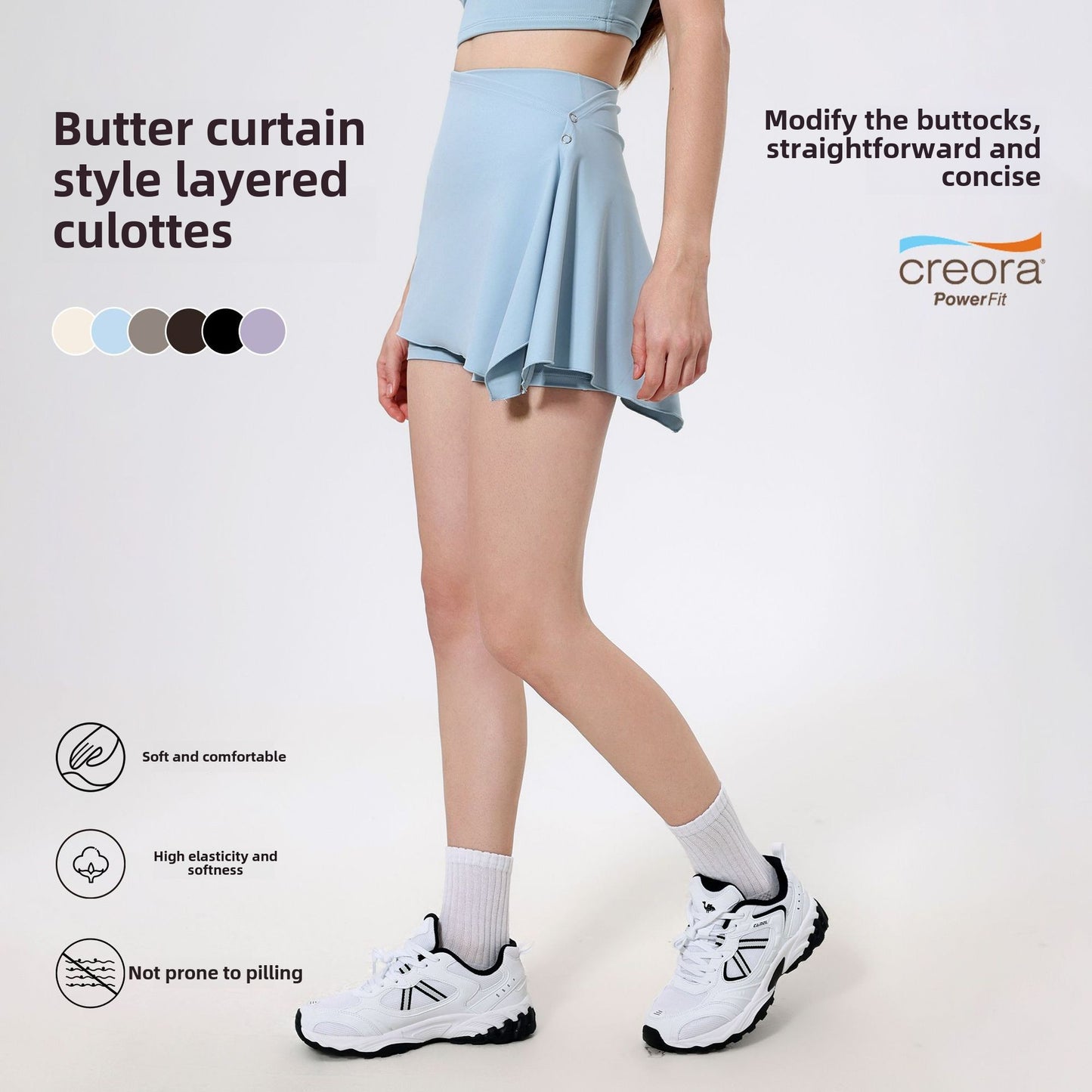 Lamshop two-piece set, high waist, hip lift, nude yoga pants, shorts, fart curtain, running pants, breathable fitness