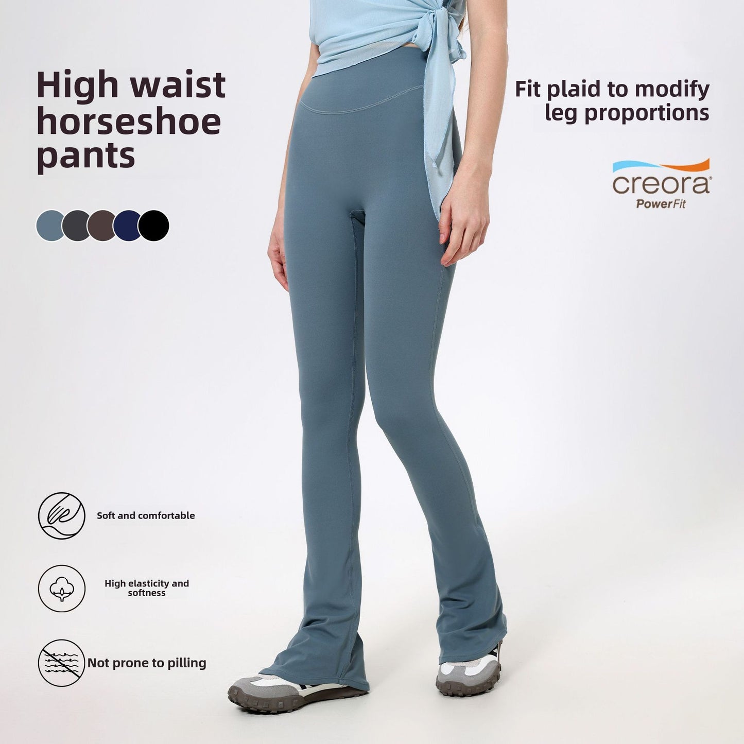 Lamshop High Waist Skinny Cloud Horseshoe Pants Slim Anti-Curl Yoga Pants Women's Hip Lifting Running Sweatpants Fitness