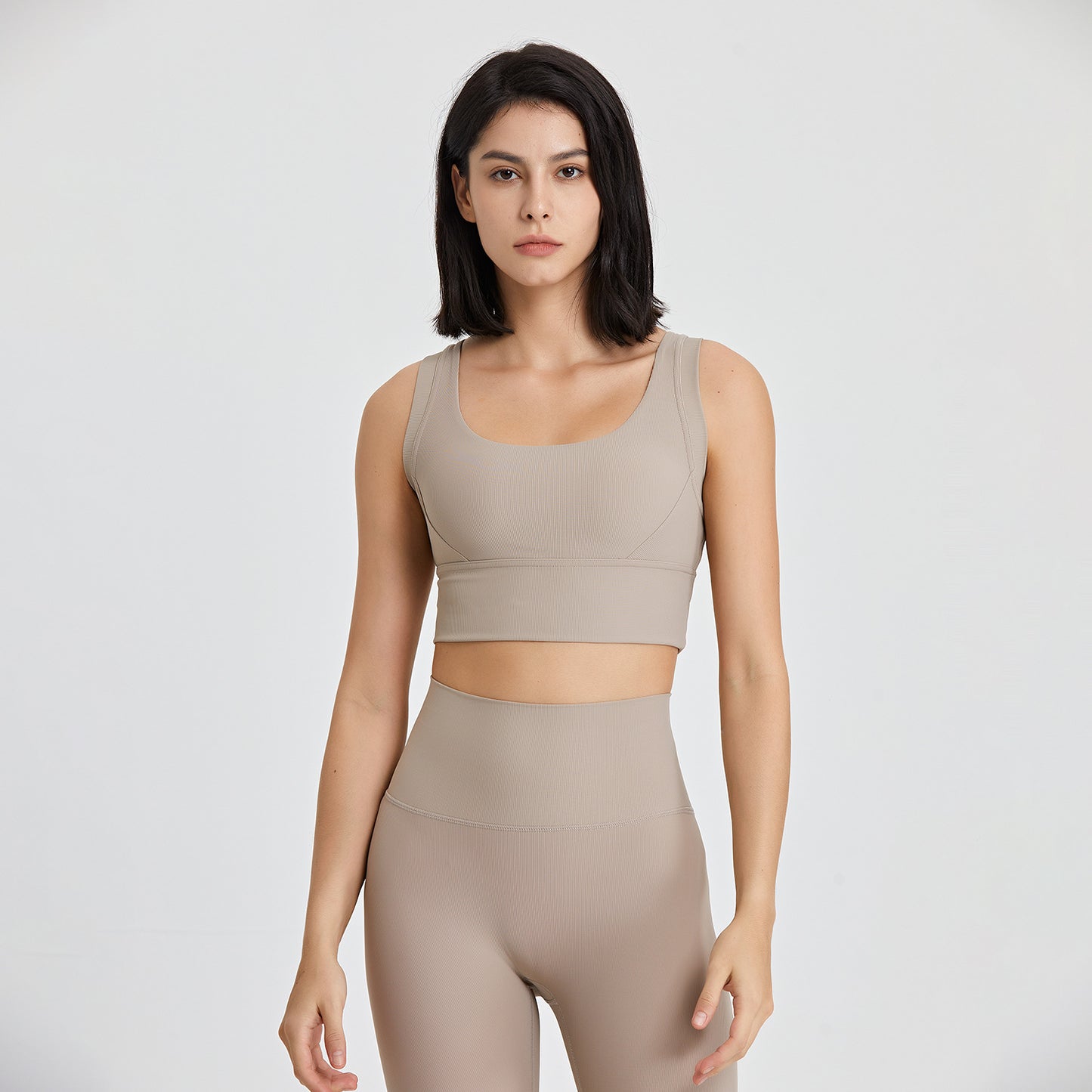 Lamshop European and American high-strength beauty back fitness vest women's running shock-proof sports underwear high elastic gathering nude yoga bra
