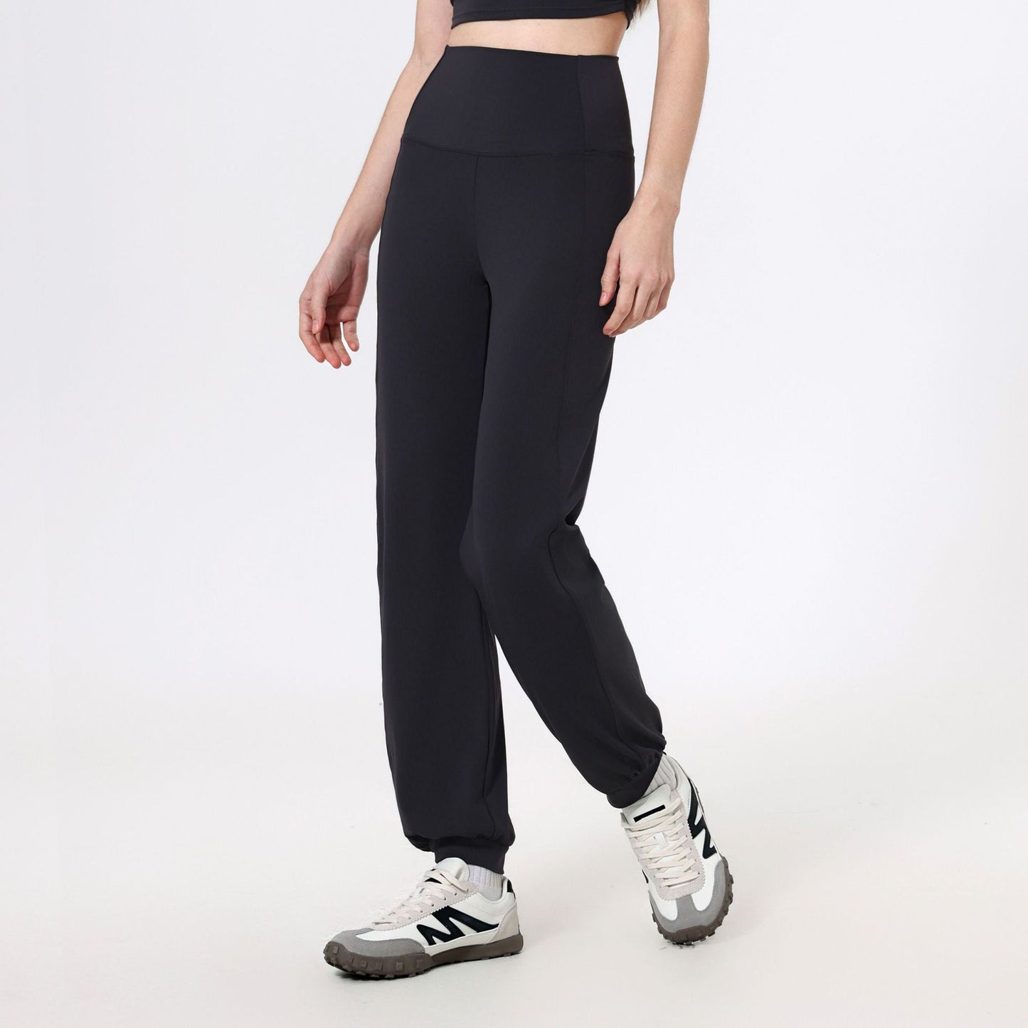Lamshop high waist belly sports loose straight leg leggings women's quick-drying running fitness pants nude yoga pants