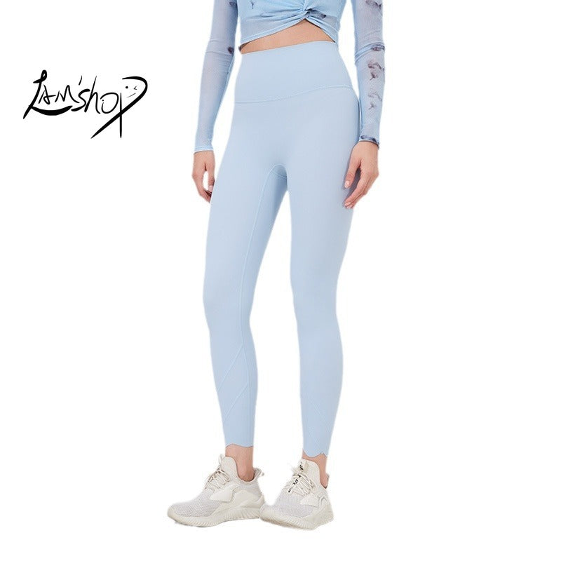 Lamshop petal yoga pants cycling pants quick-drying women's nude fitness pants high waist belly leggings wear running sweatpants
