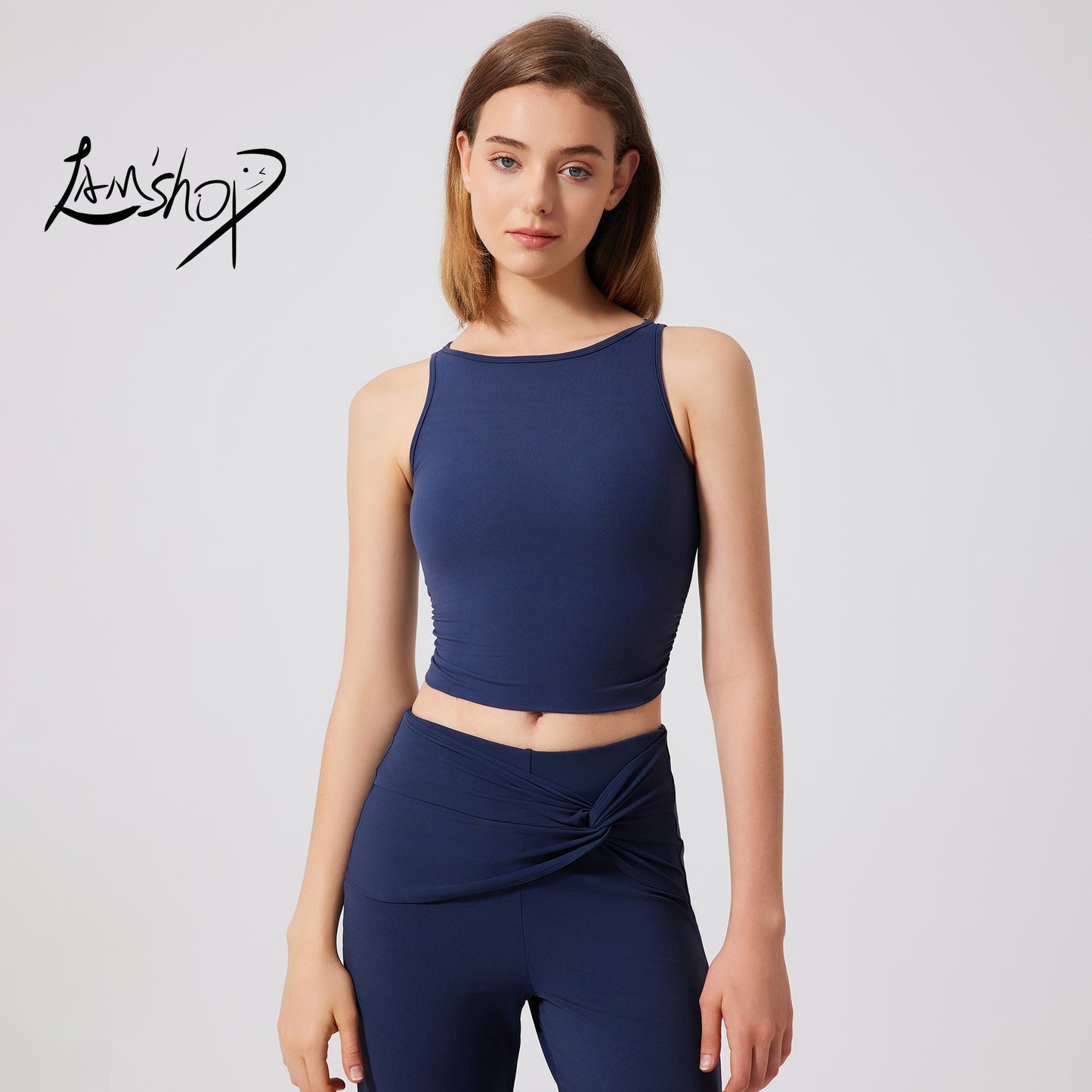 Lamshop sports running nude yoga vest women's professional fitness sports bra moisture-absorbing breathable thin can be worn outside