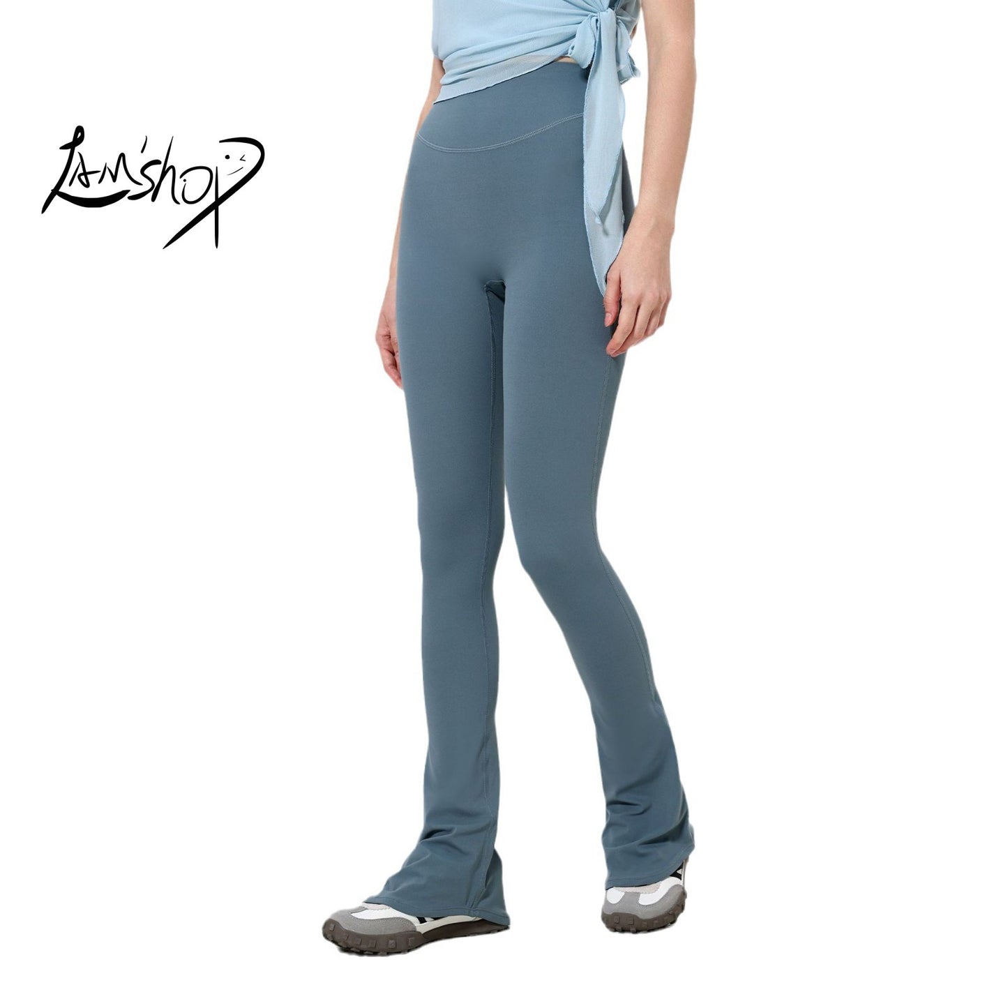 Lamshop High Waist Skinny Cloud Horseshoe Pants Slim Anti-Curl Yoga Pants Women's Hip Lifting Running Sweatpants Fitness