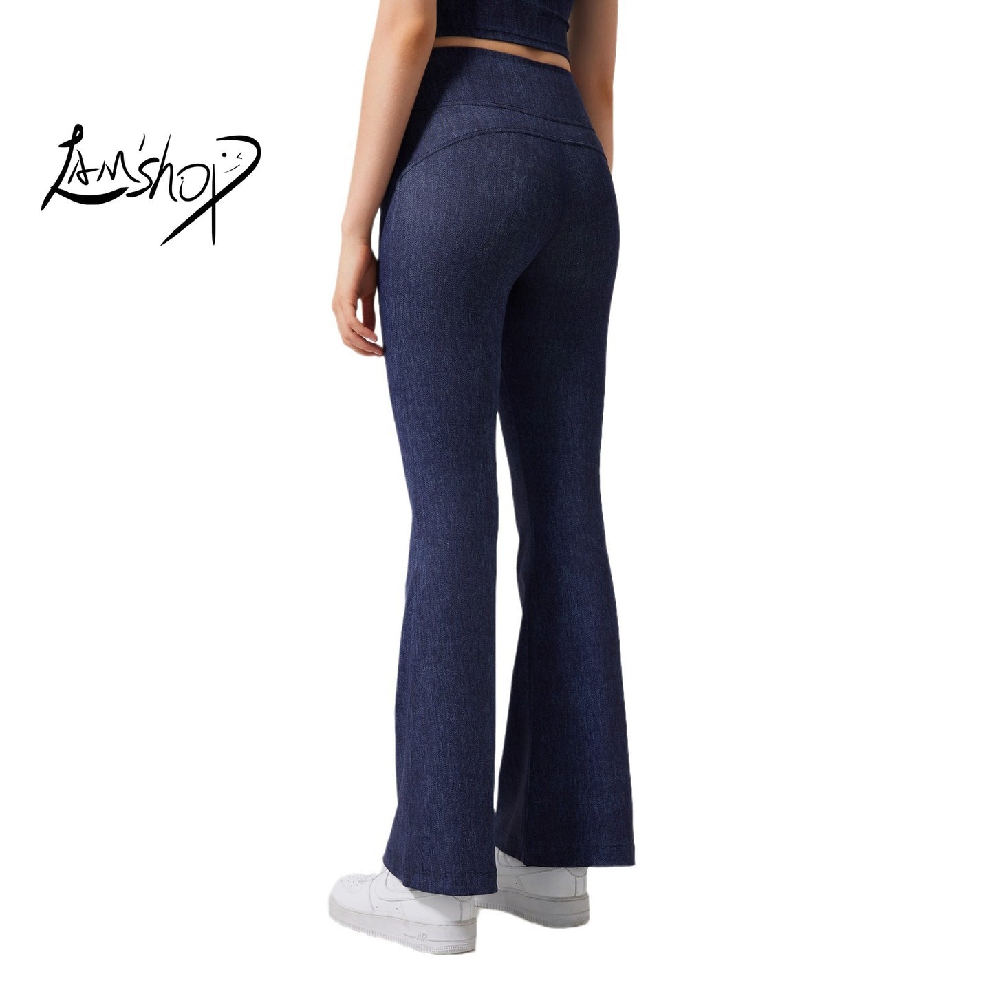 Lamshop nude quick-drying yoga flared pants women's high-waisted hip-lifting and thin sports pants fitness casual wide-leg pants