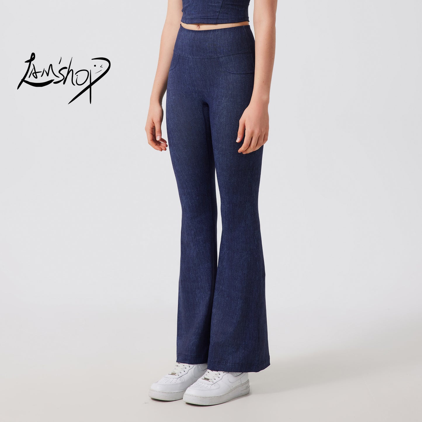 Lamshop nude quick-drying yoga flared pants women's high-waisted hip-lifting and thin sports pants fitness casual wide-leg pants