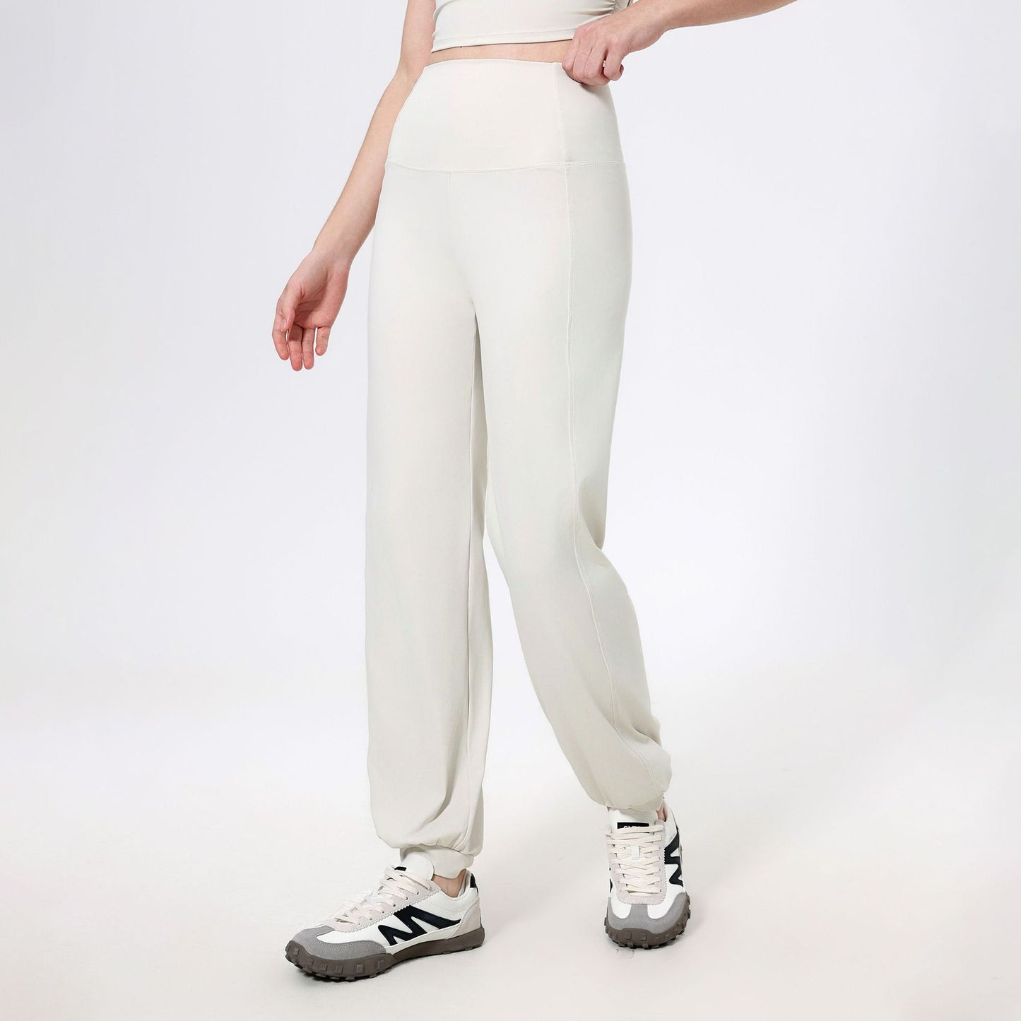 Lamshop high waist belly sports loose straight leg leggings women's quick-drying running fitness pants nude yoga pants