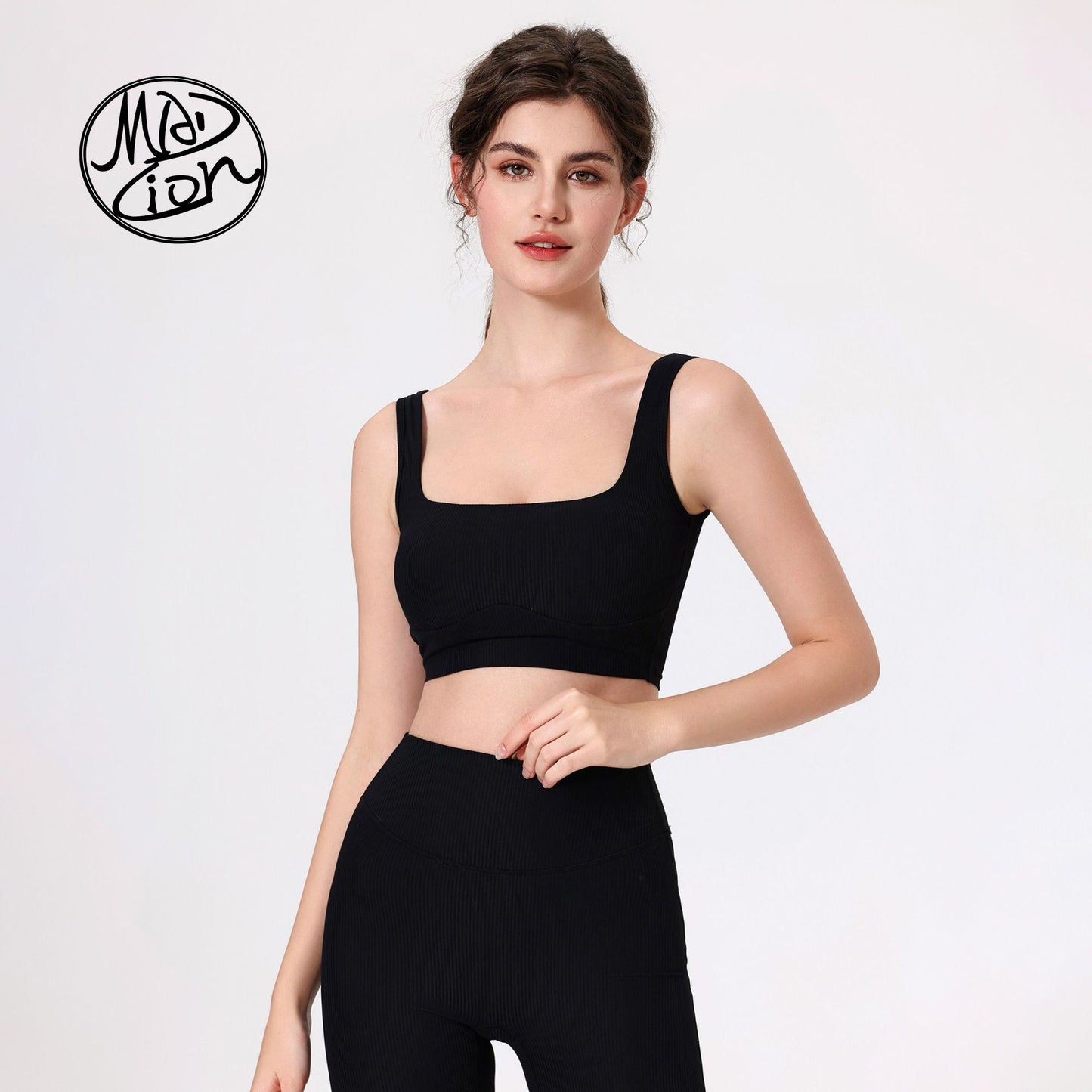 Lamshop outer wear wide shoulder straps sports beauty back gather breasts sexy yoga clothes fitness clothes underwear