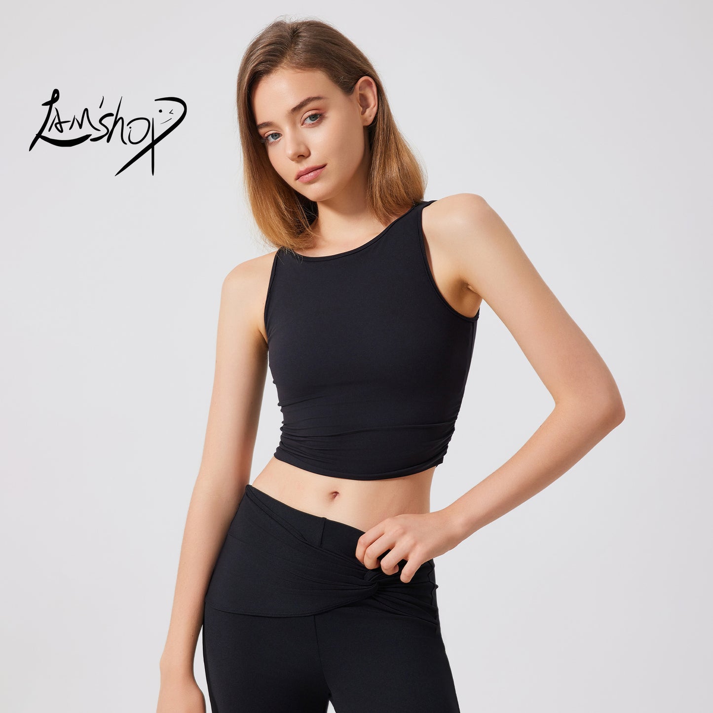 Lamshop sports running nude yoga vest women's professional fitness sports bra moisture-absorbing breathable thin can be worn outside