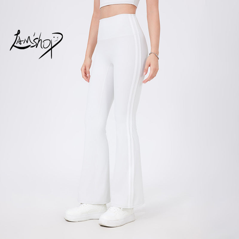 Lamshop High Waist Yoga Pants American Hot Girl New Running Sports Peach Hip Raise Fitness Pants Nude Feel Stretch Flared Pants
