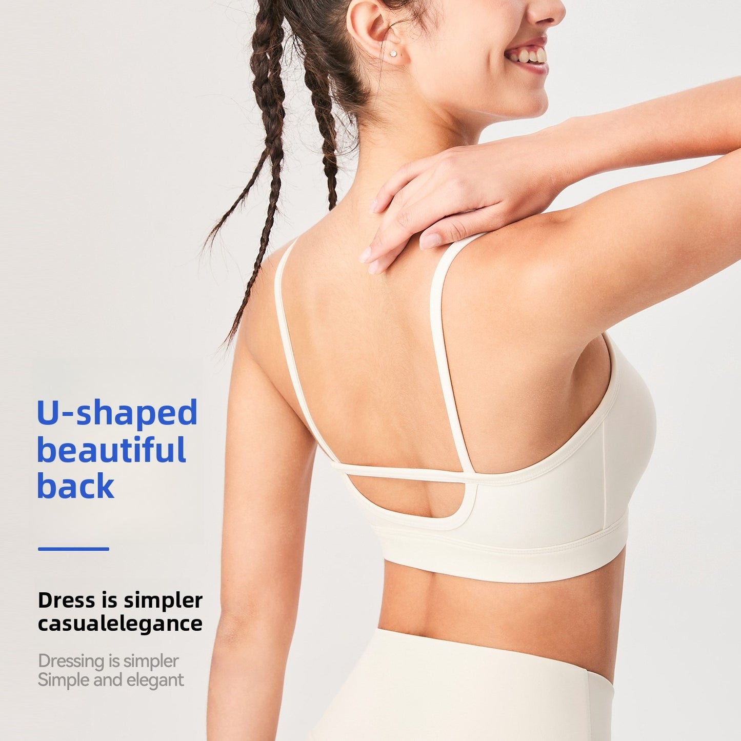 Lamshop new sports bra women's, outdoor sports underwear, high-intensity fitness shock-proof breast nude fixed cup