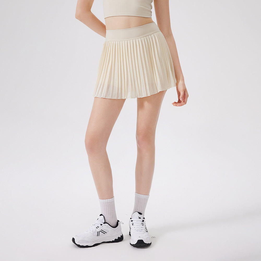MAD LION Summer Elastic High Waist Skinny Yoga Skirt Lined with Pocket Tennis Skirt Casual Pleated Skirt