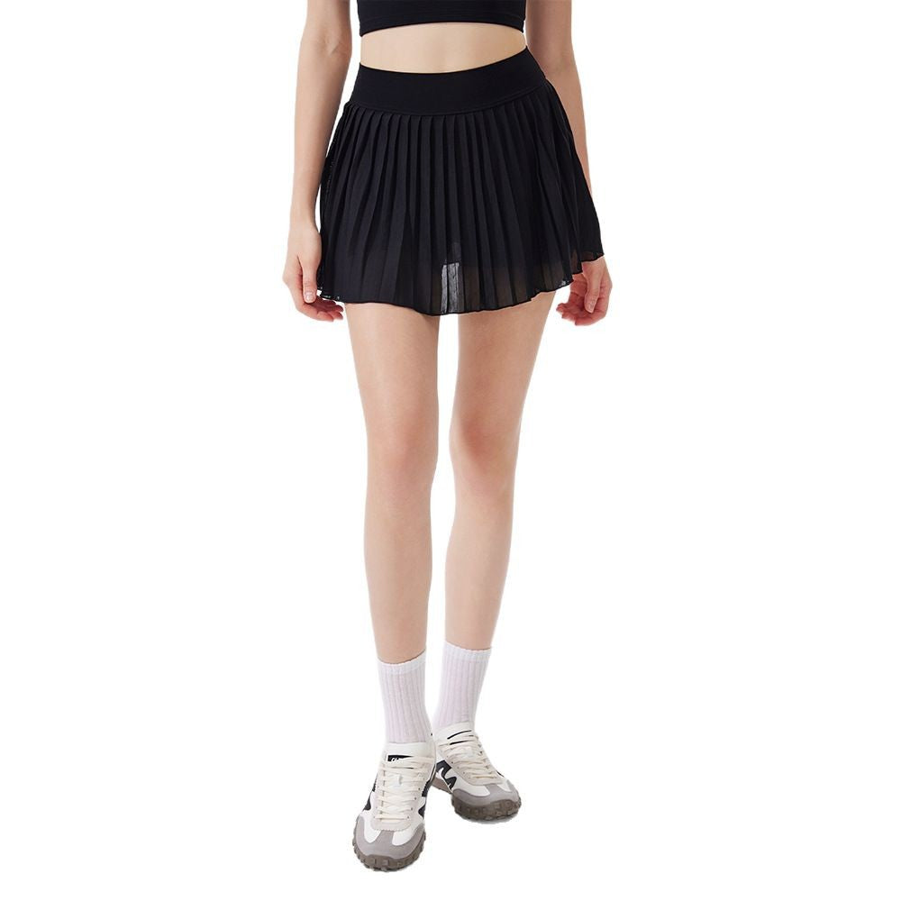 MAD LION Summer Elastic High Waist Skinny Yoga Skirt Lined with Pocket Tennis Skirt Casual Pleated Skirt