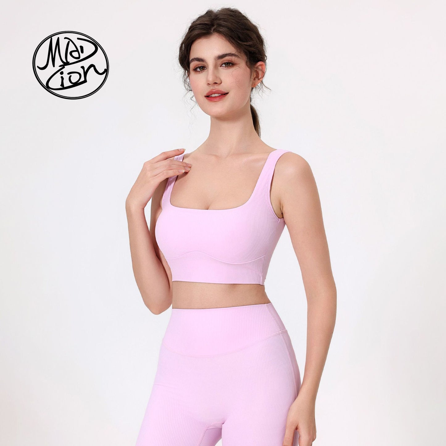 Lamshop outer wear wide shoulder straps sports beauty back gather breasts sexy yoga clothes fitness clothes underwear