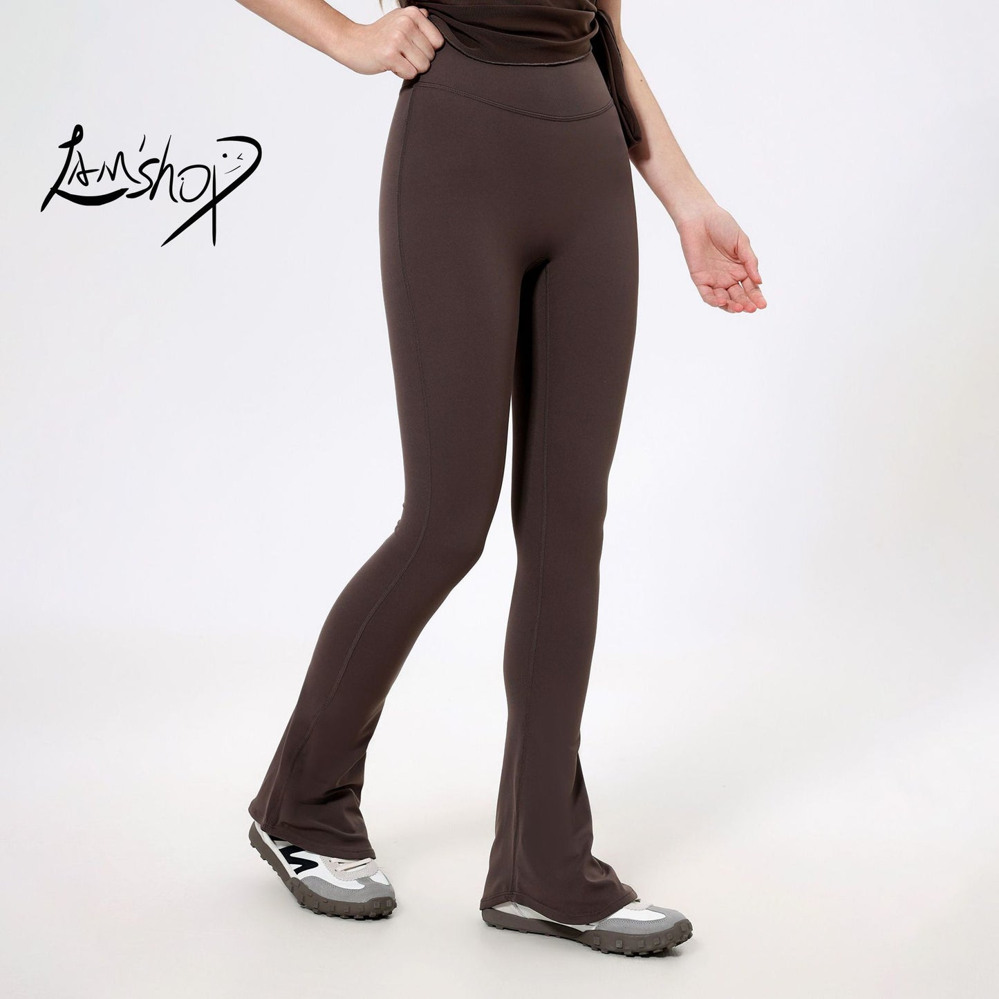 Lamshop High Waist Skinny Cloud Horseshoe Pants Slim Anti-Curl Yoga Pants Women's Hip Lifting Running Sweatpants Fitness