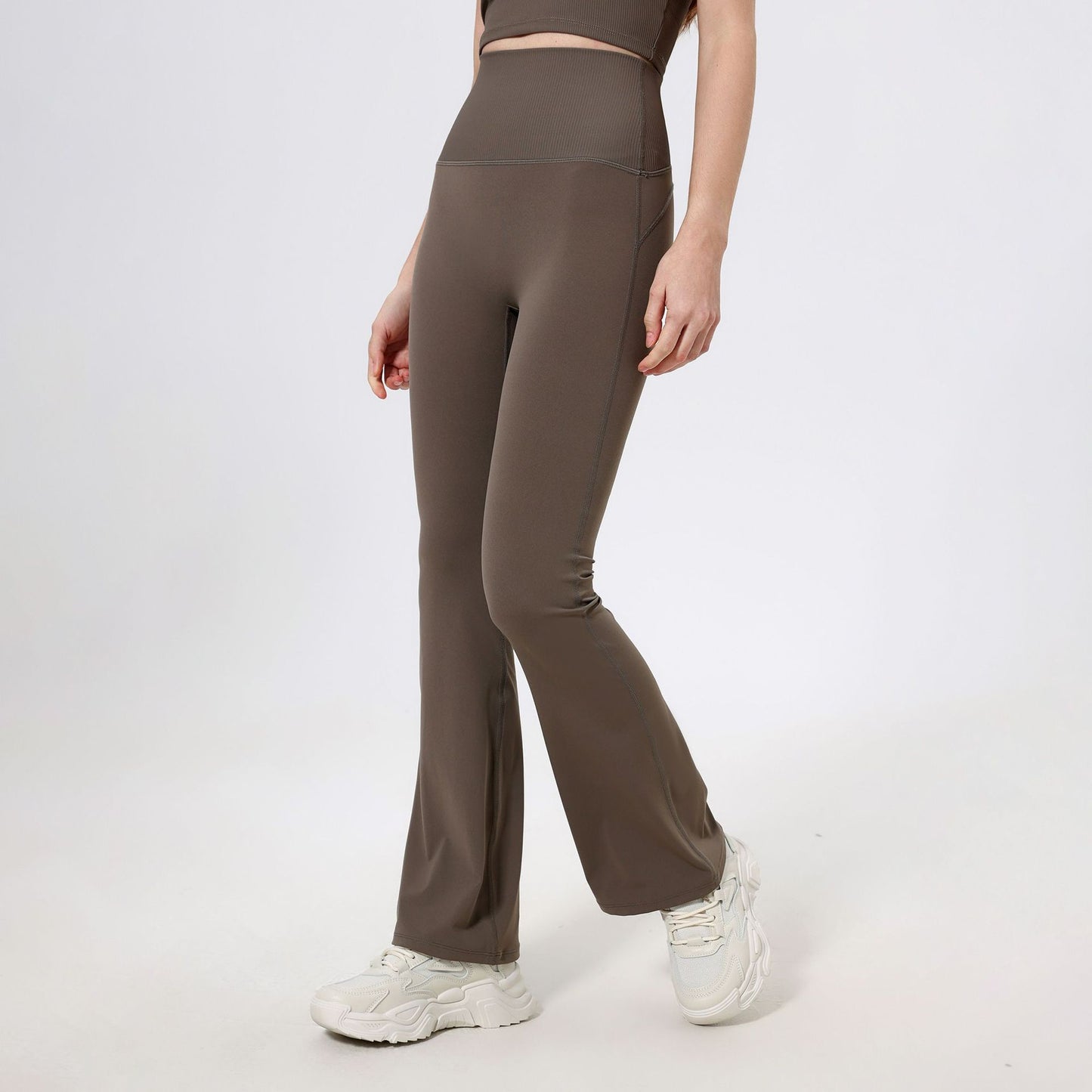 Lamshop Threaded High Waist Peach Hip Lift Yoga Pants Splicing Naked Outside Running Pants Fitness Micro Pants