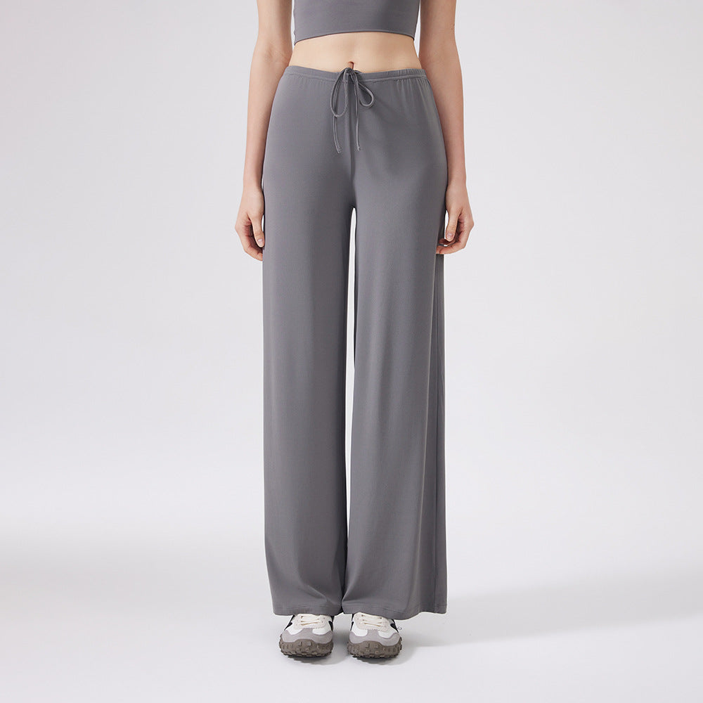 Lamshop cool wide-leg sports trousers antibacterial loose and thin down sports trousers outdoor running yoga trousers straight-leg trousers