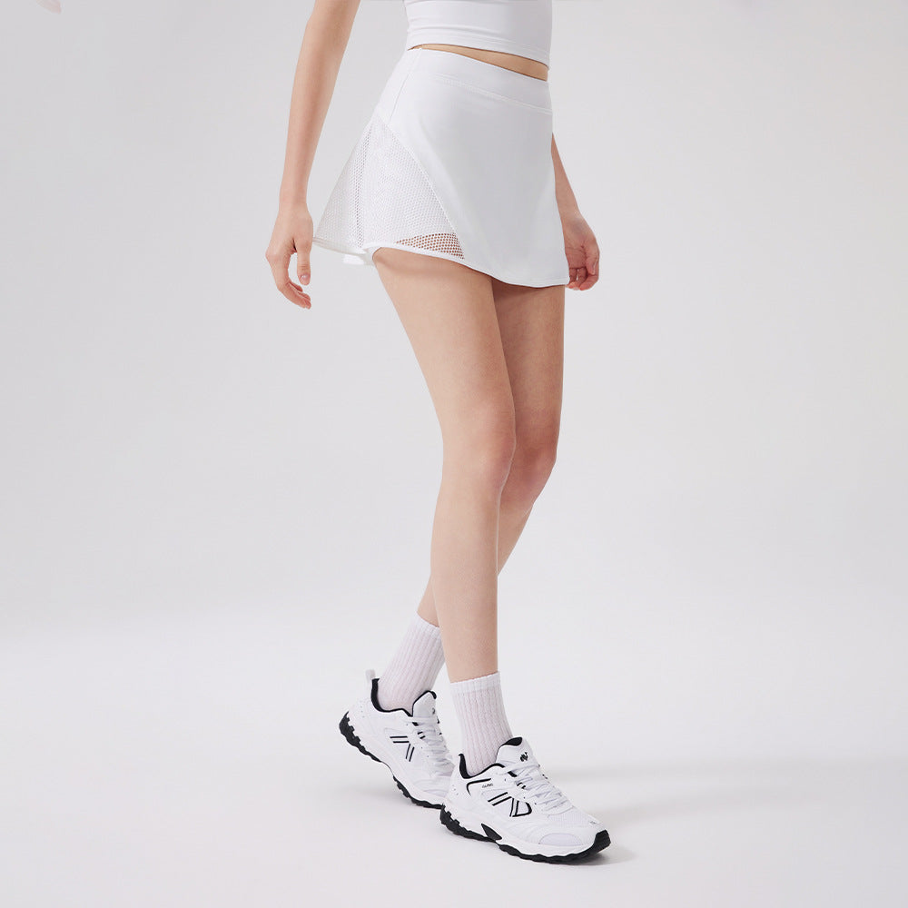 Women three-dimensional mesh yoga skirt comfortable anti-light culottes breathable hollow skirt
