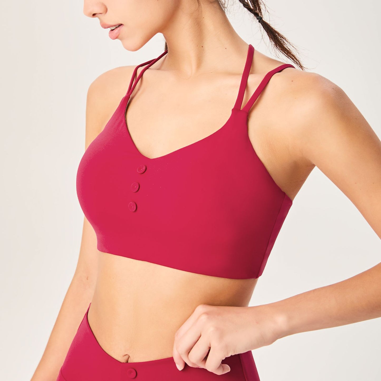 Lamshop's new cross-border nude and thin Y-shaped beautiful back fitness sports underwear seamless shock-proof cover breast yoga underwear