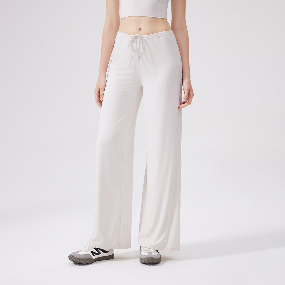 Lamshop cool wide-leg sports trousers antibacterial loose and thin down sports trousers outdoor running yoga trousers straight-leg trousers