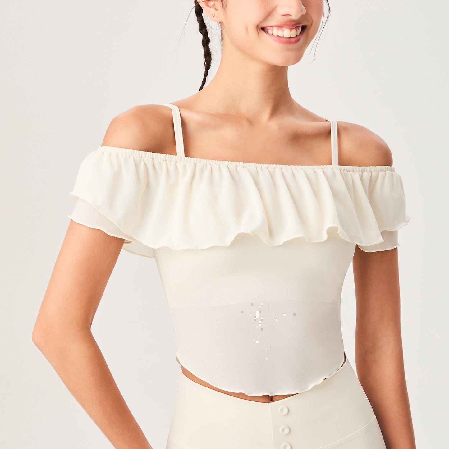Lamshop's new ice-feeling one-word shoulder sports yoga clothes, tops, fashionable and high-end outdoor Yunda breathable fitness yoga clothes
