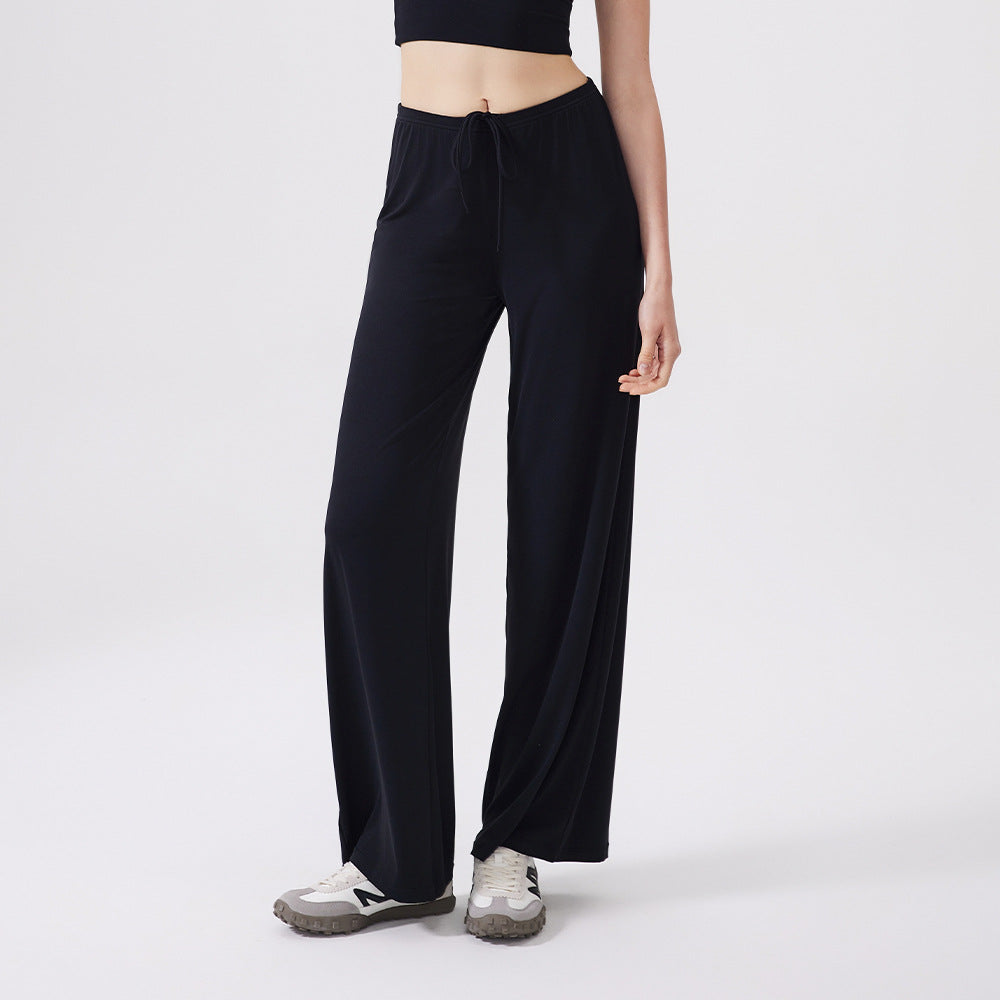 Lamshop cool wide-leg sports trousers antibacterial loose and thin down sports trousers outdoor running yoga trousers straight-leg trousers