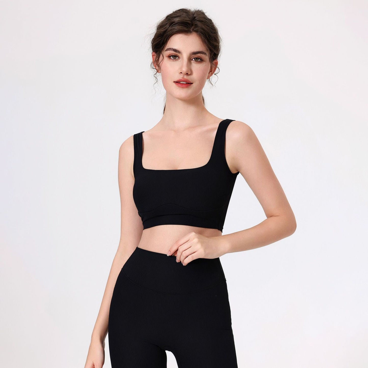 Lamshop outer wear wide shoulder straps sports beauty back gather breasts sexy yoga clothes fitness clothes underwear