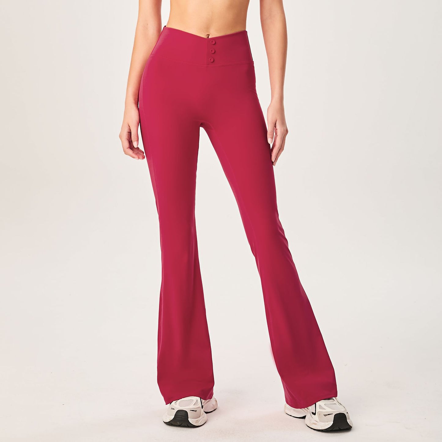 Lamshop new lulu yoga pants women's nude beautiful buttocks casual sports fitness trousers high elastic and thin wide-leg flared pants