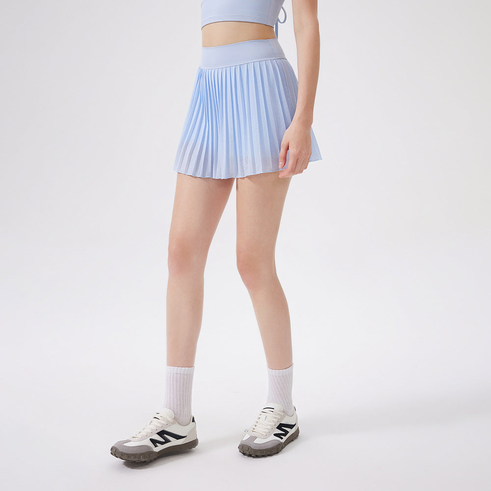 MAD LION Summer Elastic High Waist Skinny Yoga Skirt Lined with Pocket Tennis Skirt Casual Pleated Skirt