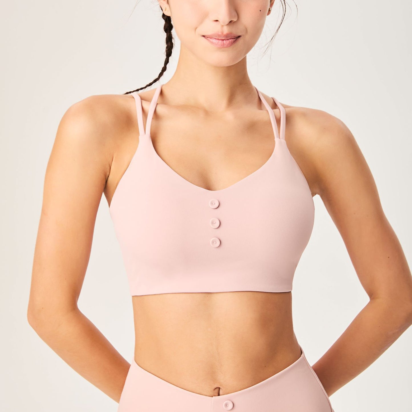 Lamshop's new cross-border nude and thin Y-shaped beautiful back fitness sports underwear seamless shock-proof cover breast yoga underwear