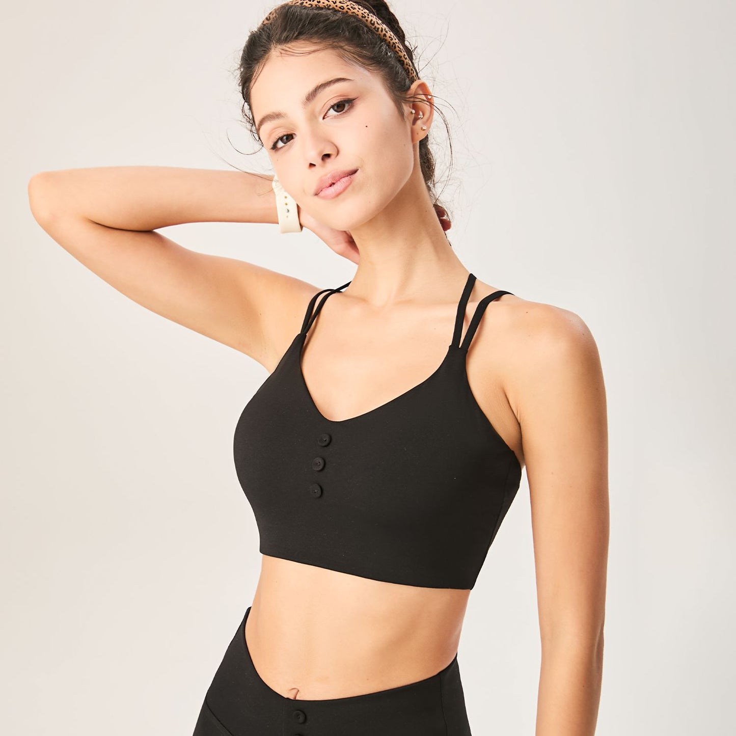 Lamshop's new cross-border nude and thin Y-shaped beautiful back fitness sports underwear seamless shock-proof cover breast yoga underwear