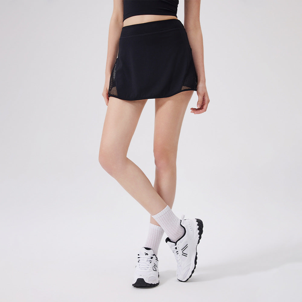 Women three-dimensional mesh yoga skirt comfortable anti-light culottes breathable hollow skirt