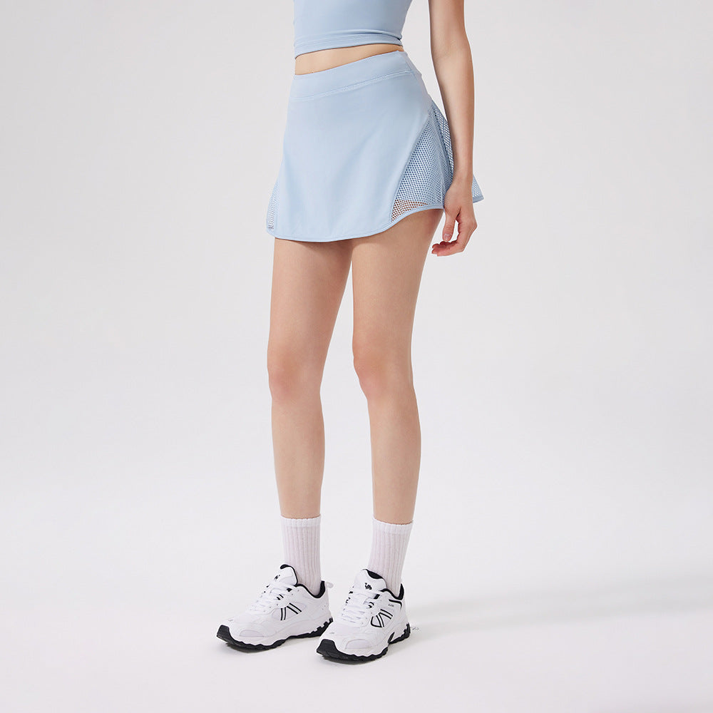 Women three-dimensional mesh yoga skirt comfortable anti-light culottes breathable hollow skirt