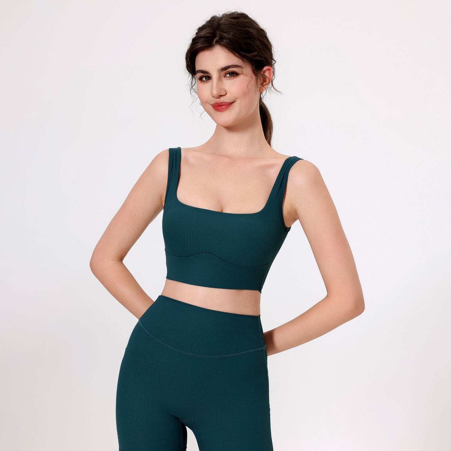 Lamshop outer wear wide shoulder straps sports beauty back gather breasts sexy yoga clothes fitness clothes underwear