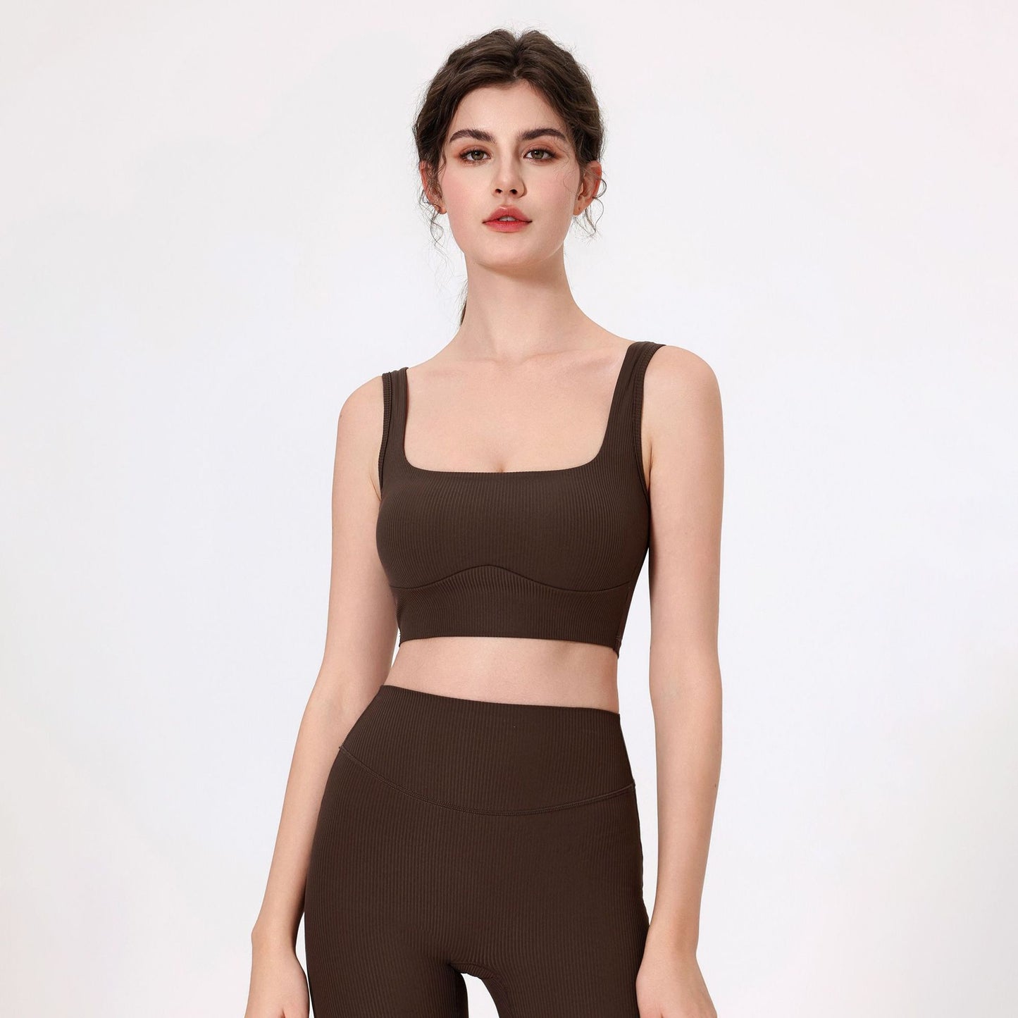 Lamshop outer wear wide shoulder straps sports beauty back gather breasts sexy yoga clothes fitness clothes underwear