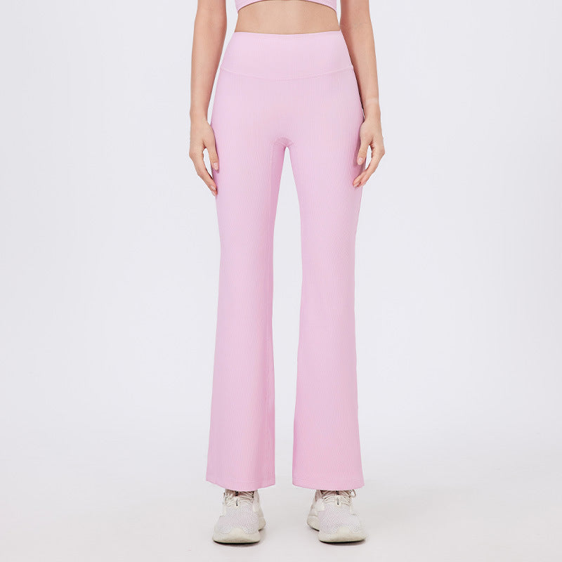 Lamshop No Embarrassment Line Yoga Flared Pants Anti-crimping Sports Wide Leg Pants Fitness Pants High Waist Hip Lifting Dance Micro Pants