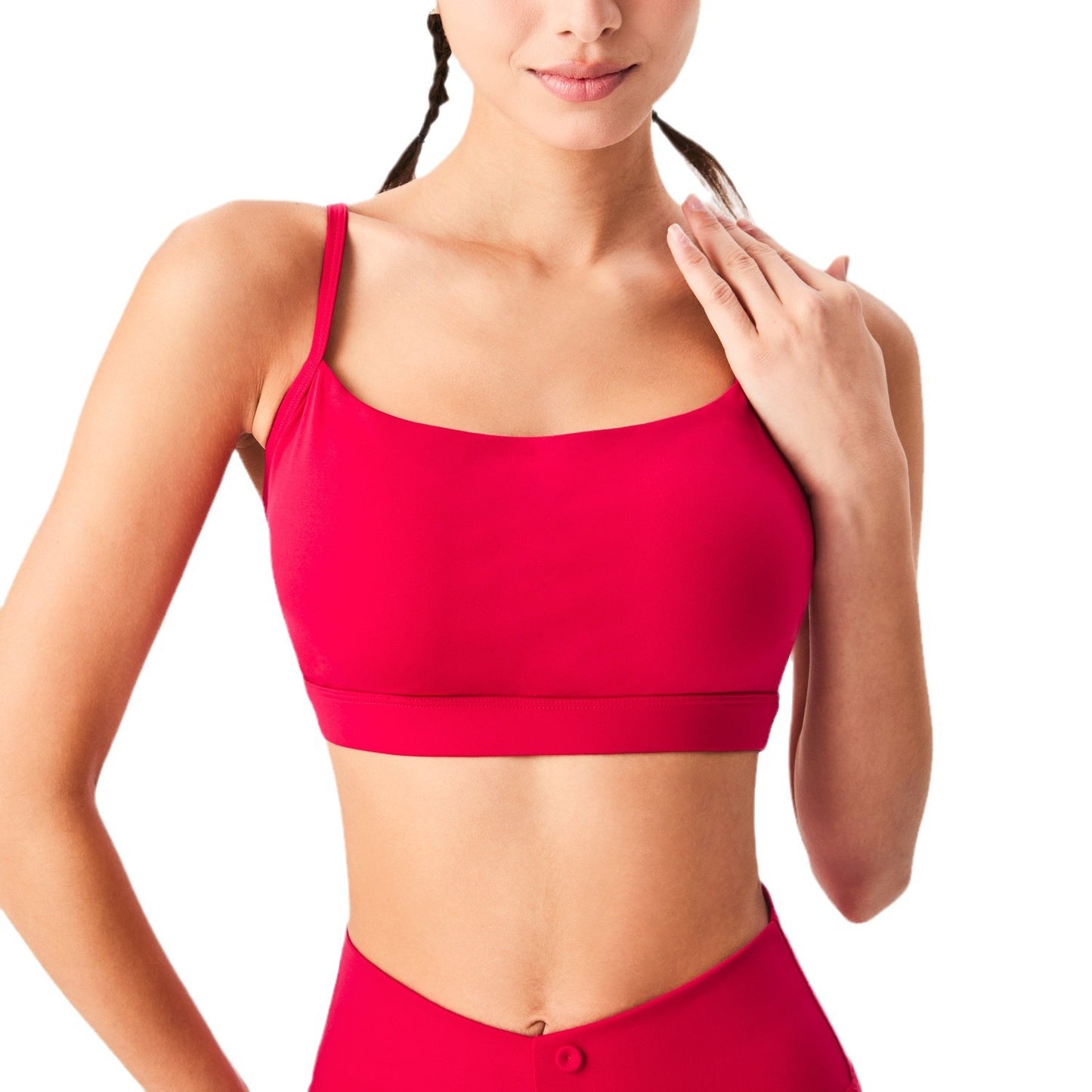 Lamshop new sports bra women's, outdoor sports underwear, high-intensity fitness shock-proof breast nude fixed cup