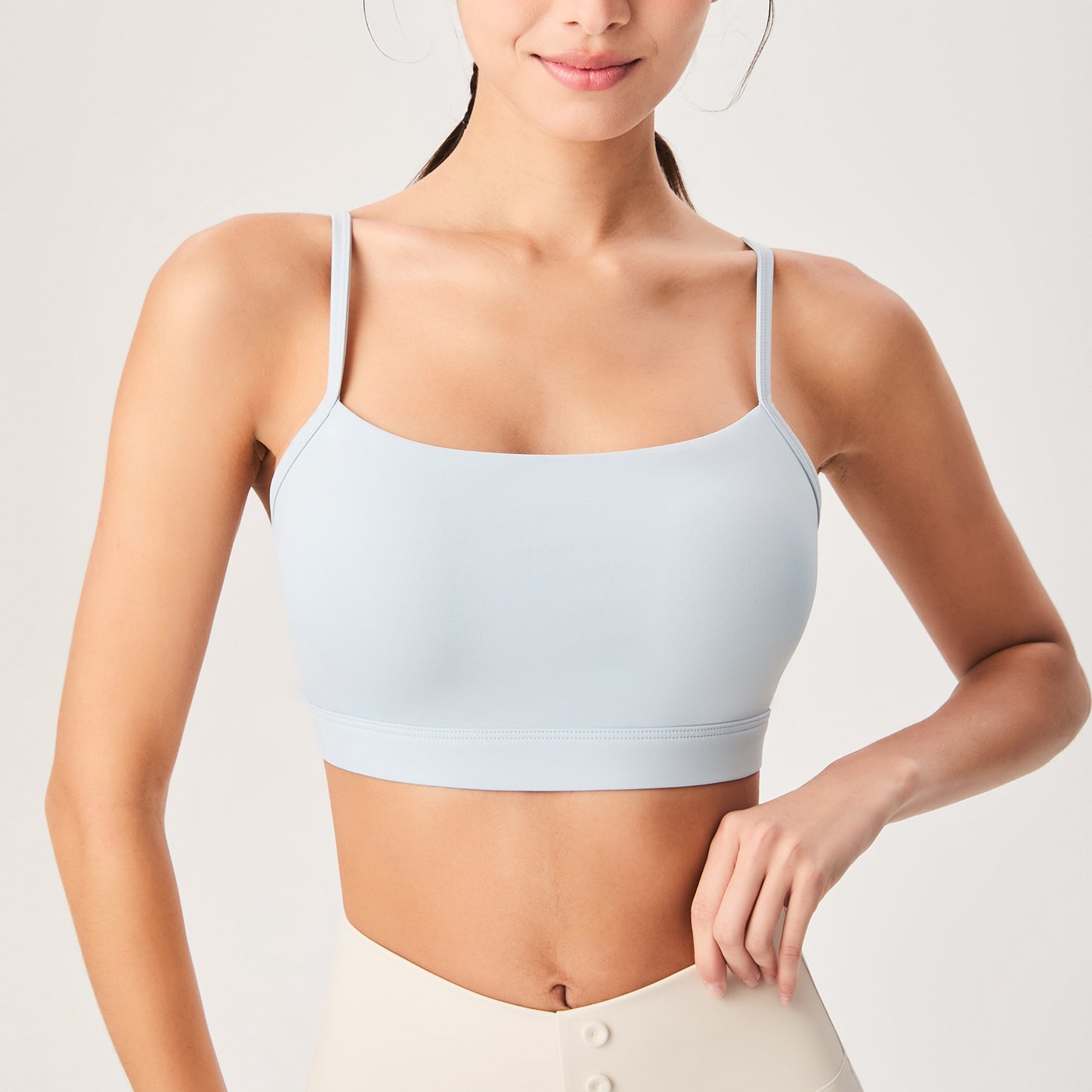 Lamshop new sports bra women's, outdoor sports underwear, high-intensity fitness shock-proof breast nude fixed cup