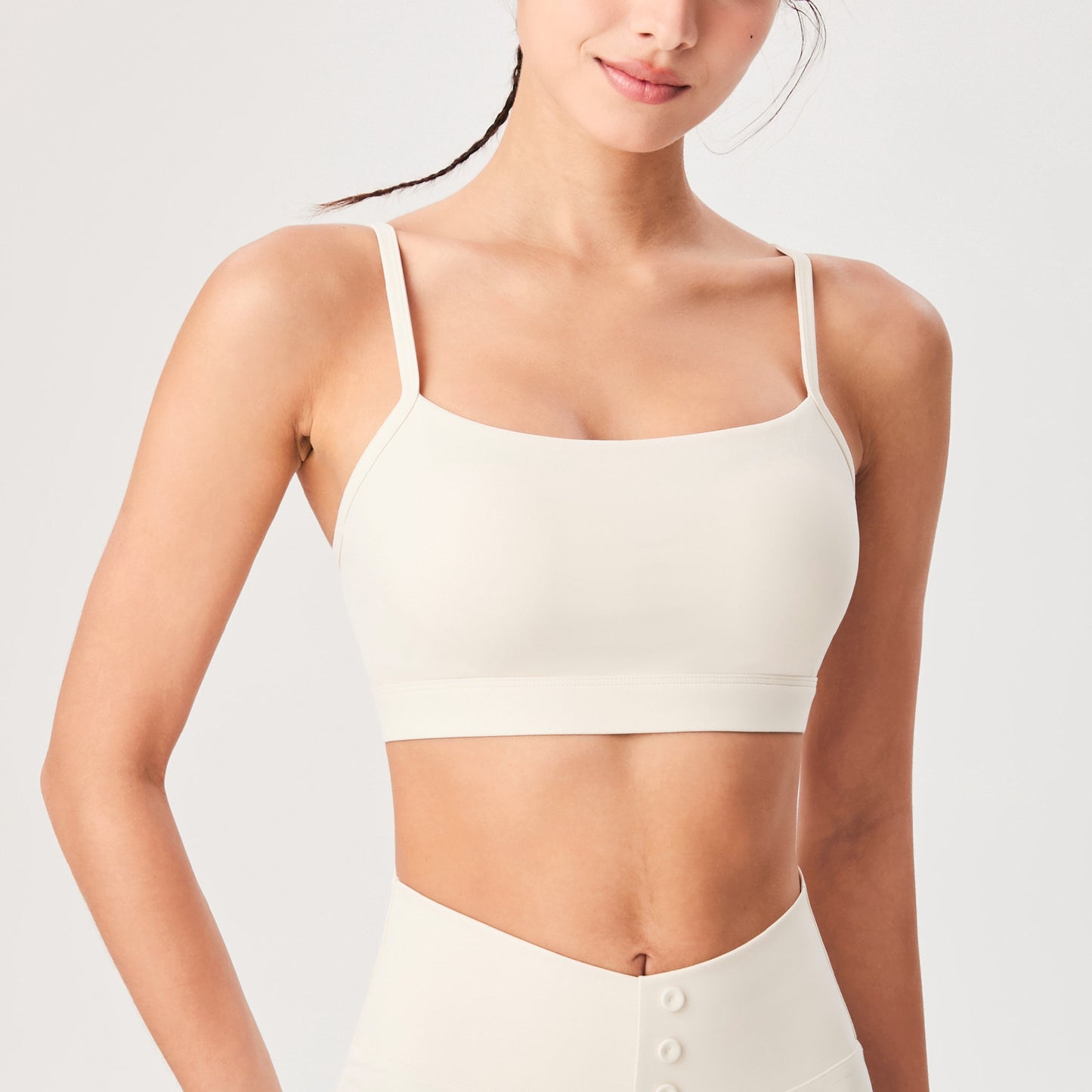 Lamshop new sports bra women's, outdoor sports underwear, high-intensity fitness shock-proof breast nude fixed cup