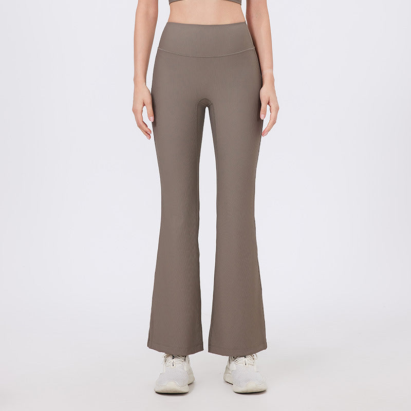 Lamshop No Embarrassment Line Yoga Flared Pants Anti-crimping Sports Wide Leg Pants Fitness Pants High Waist Hip Lifting Dance Micro Pants