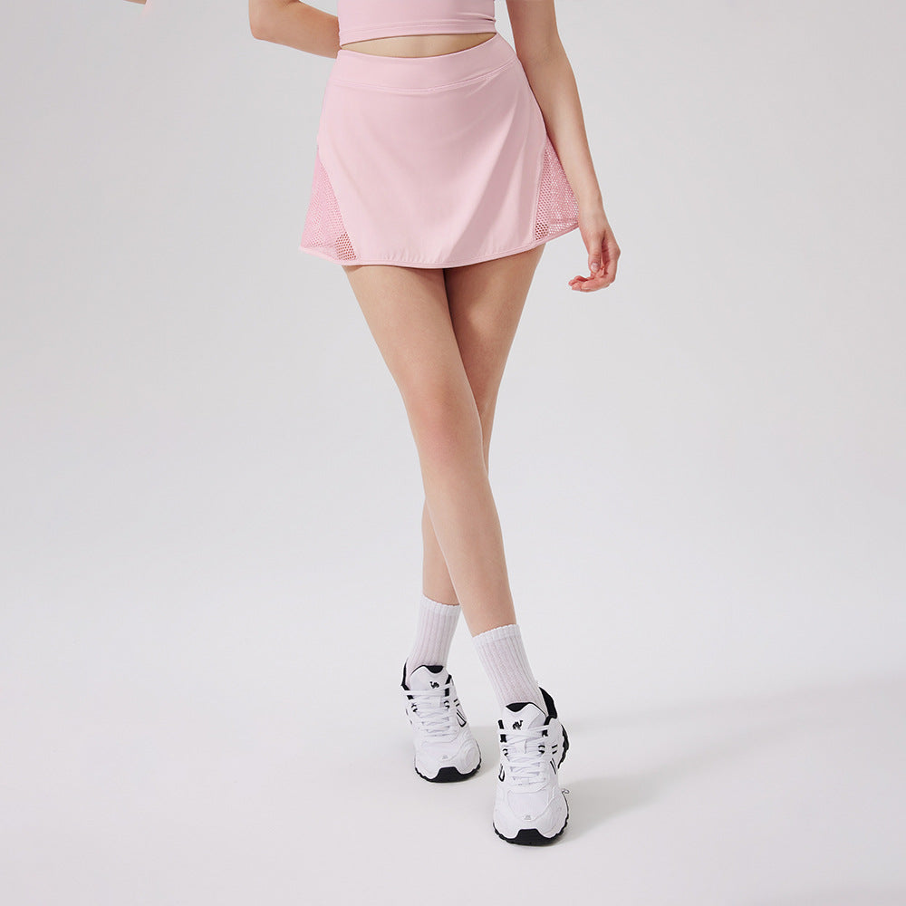 Women three-dimensional mesh yoga skirt comfortable anti-light culottes breathable hollow skirt