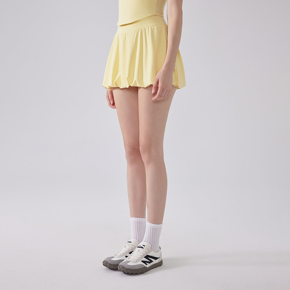 MAD LION Bare Sensation Girl Tennis Skirt High Waist Anti-Exposure Base Breathable Pocket Puff Running Sports Skirt
