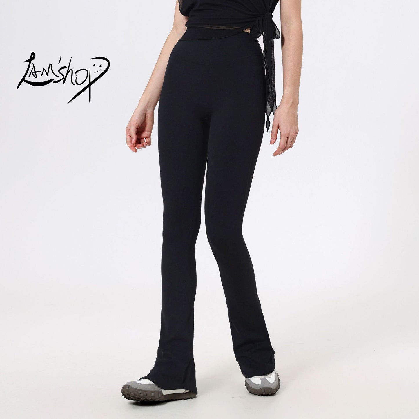 Lamshop High Waist Skinny Cloud Horseshoe Pants Slim Anti-Curl Yoga Pants Women's Hip Lifting Running Sweatpants Fitness