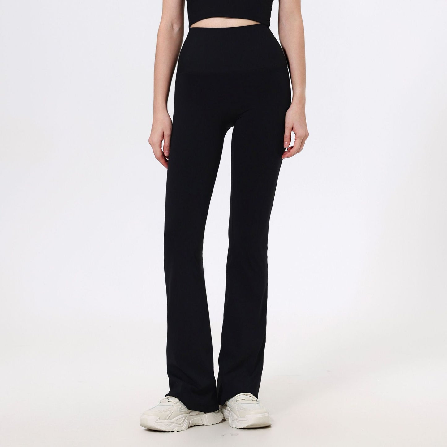 Lamshop Threaded High Waist Peach Hip Lift Yoga Pants Splicing Naked Outside Running Pants Fitness Micro Pants