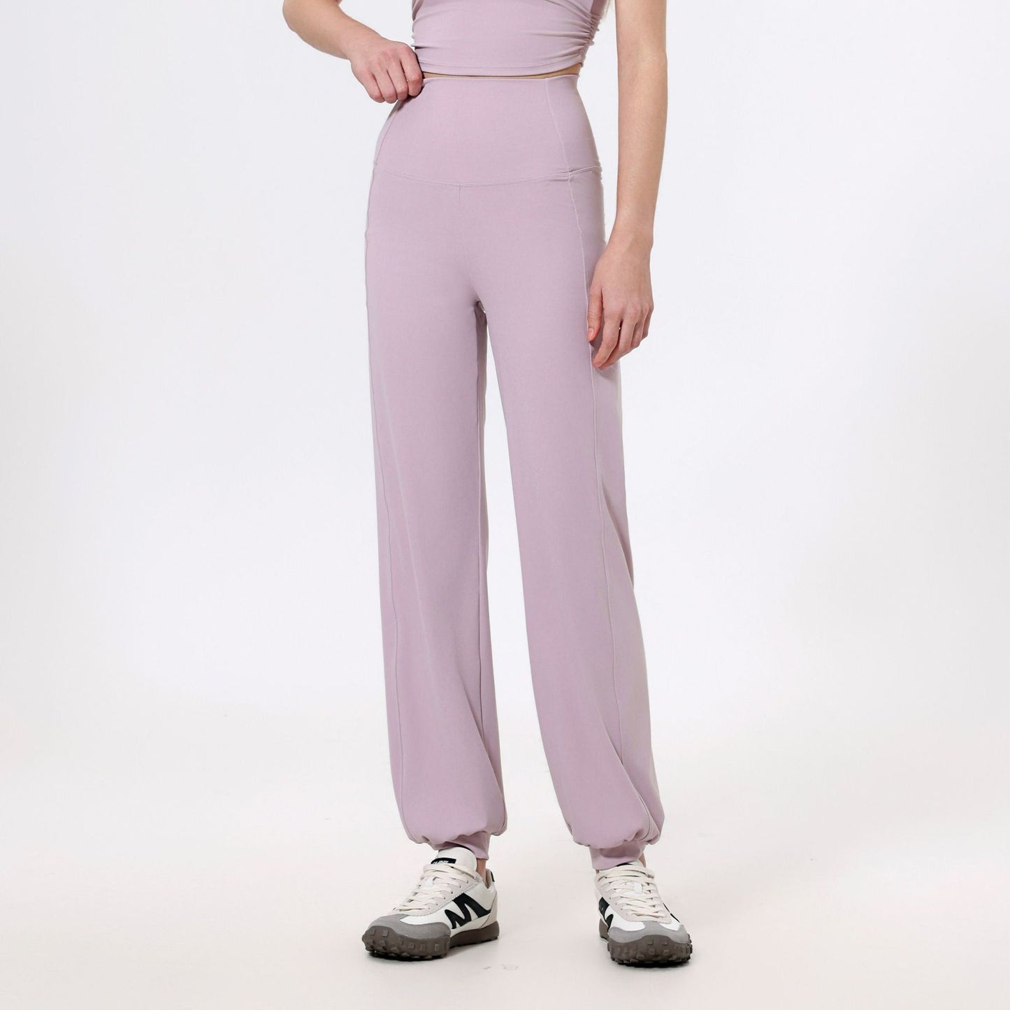Lamshop high waist belly sports loose straight leg leggings women's quick-drying running fitness pants nude yoga pants
