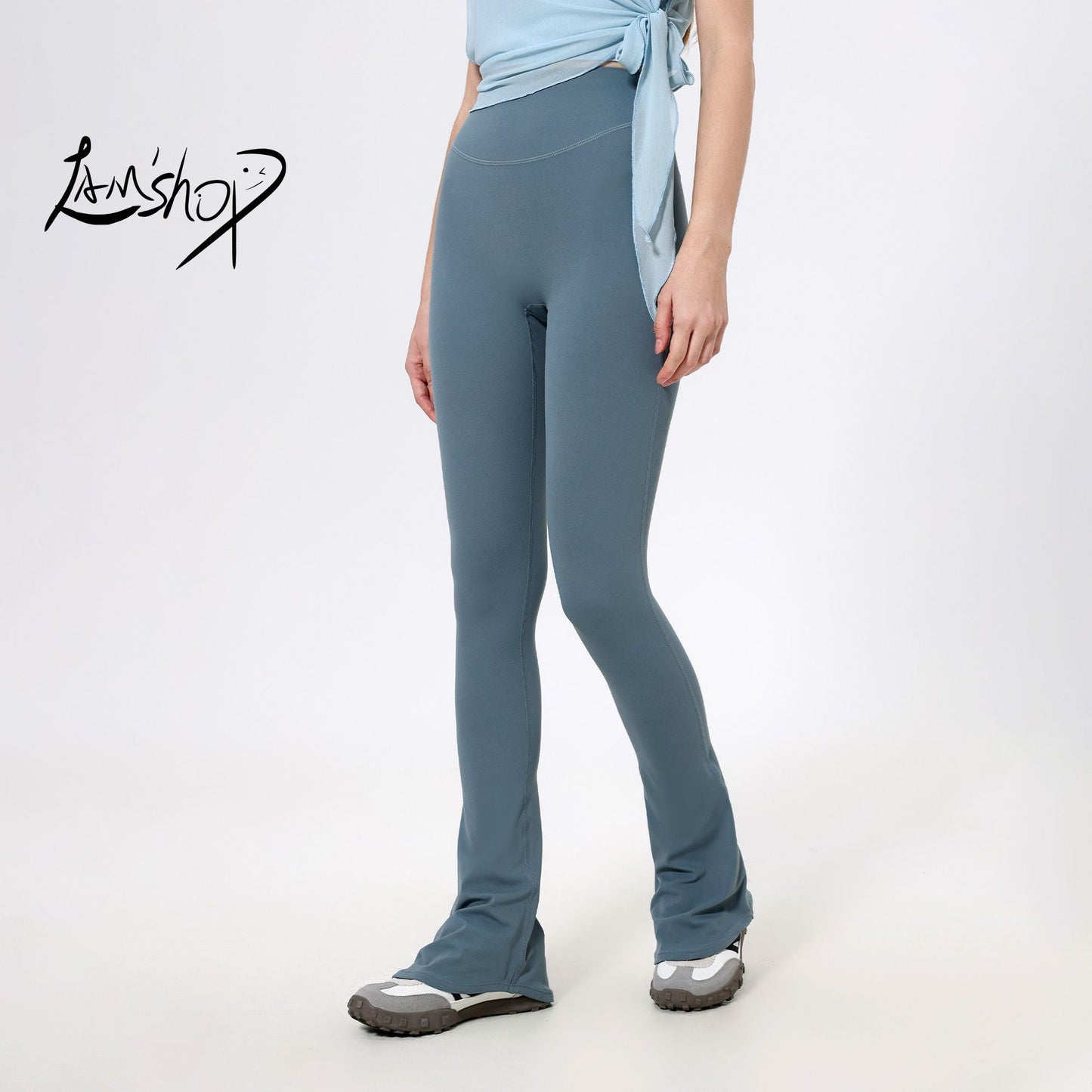 Lamshop High Waist Skinny Cloud Horseshoe Pants Slim Anti-Curl Yoga Pants Women's Hip Lifting Running Sweatpants Fitness