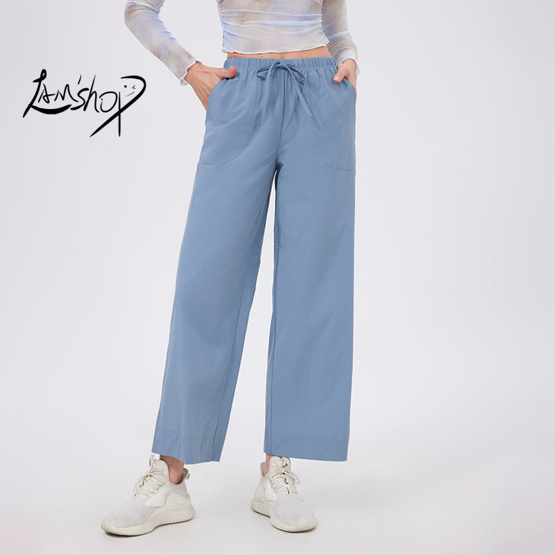 Lamshop running wear casual sweatpants women's loose outdoor mountaineering gym clothes hiking straight slim sweatpants yoga pants