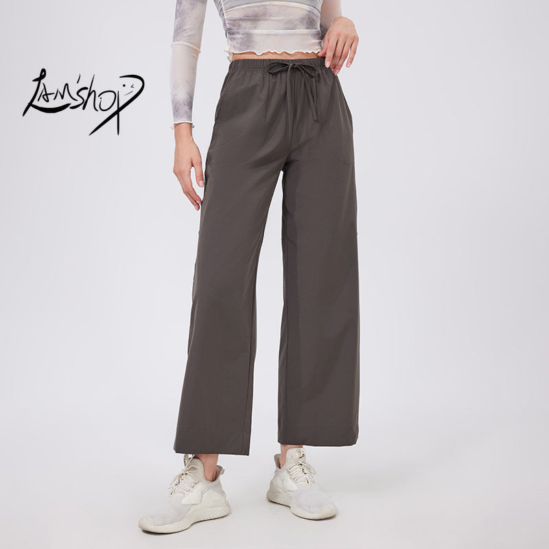 Lamshop running wear casual sweatpants women's loose outdoor mountaineering gym clothes hiking straight slim sweatpants yoga pants