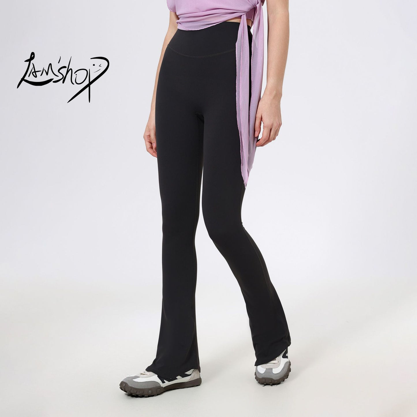 Lamshop High Waist Skinny Cloud Horseshoe Pants Slim Anti-Curl Yoga Pants Women's Hip Lifting Running Sweatpants Fitness